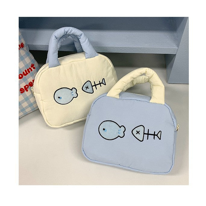 Cute Embroidered Fish-Themed Lunch Bag