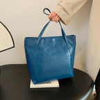 Crocodile-Embossed Leather Tote Bag