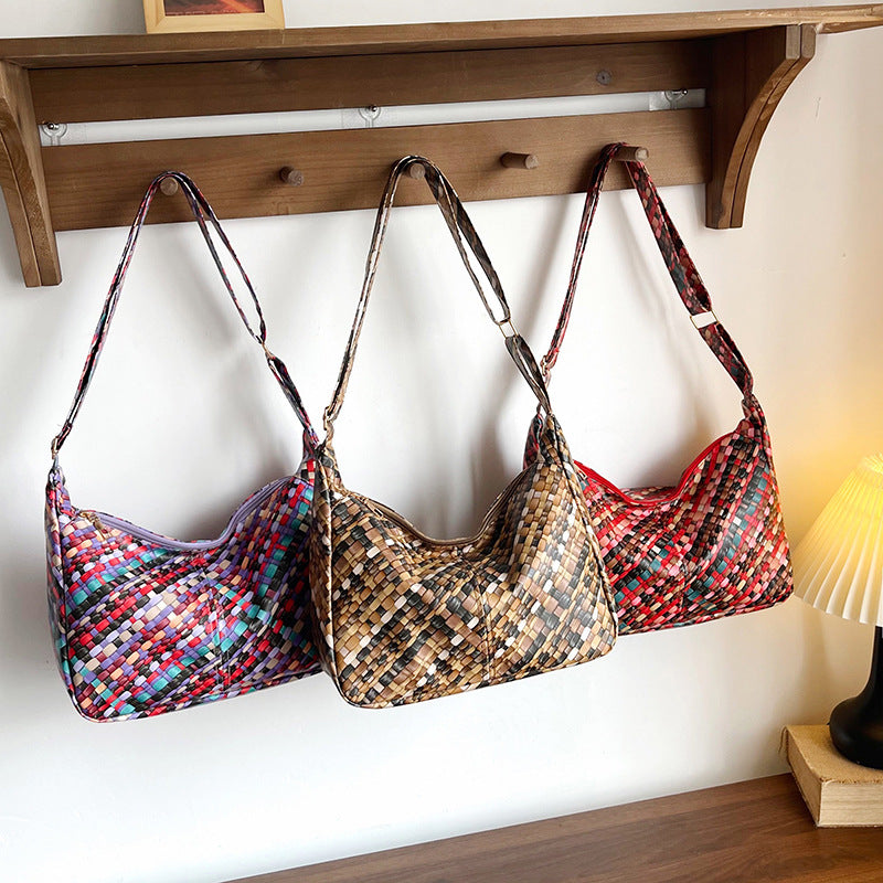WoColorful Woven Hobo Bag