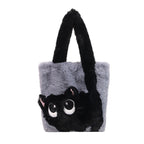 Plush shoulder bag with cat motif