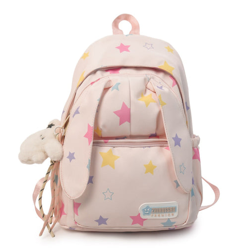 Cute Animal Ears Star Print School Backpack-https://detail.1688.com/offer/1017031405846.html-Calm Wears-Pink-Calm Wears