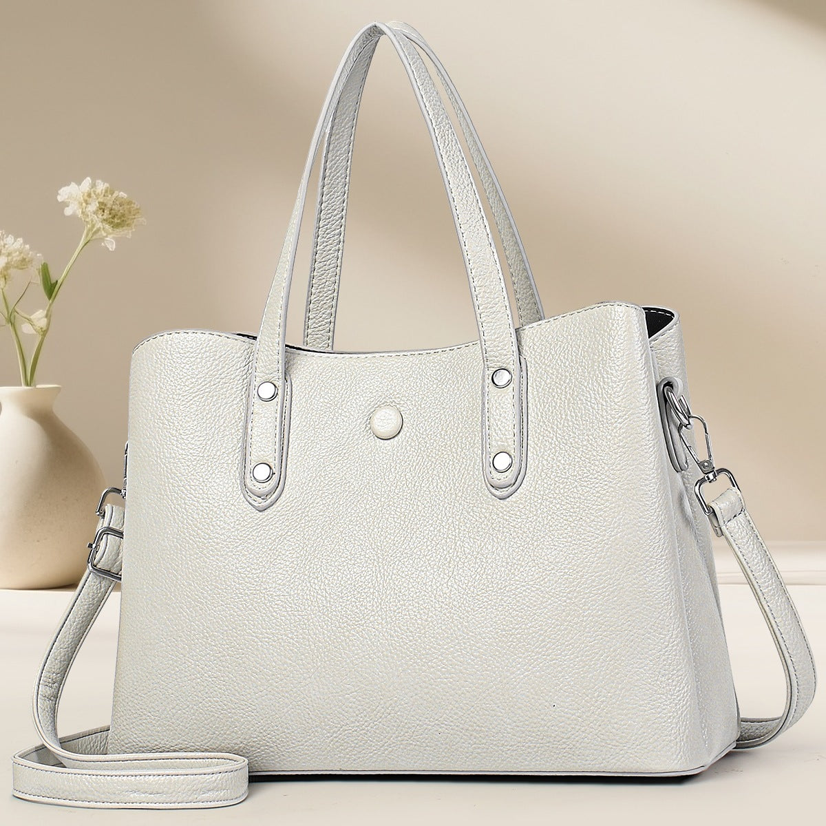 Ladies structured tote bag-https://detail.1688.com/offer/943709788101.html-Calm Wears-Gray-30-Calm Wears