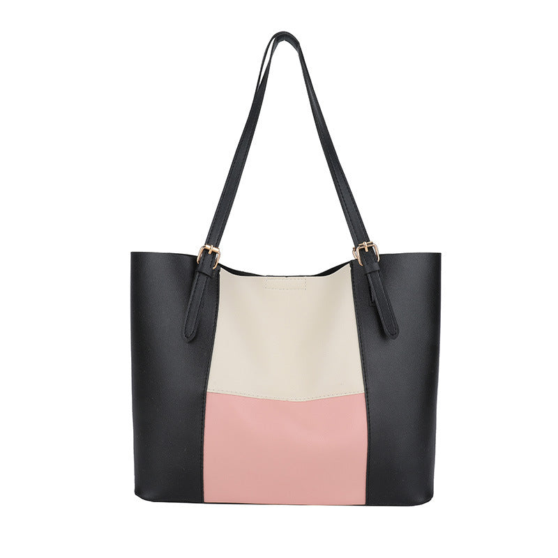 Women's spacious tote bag with elegant color block details-https://detail.1688.com/offer/940166356746.html-Calm Wears-Green-nothing-Calm Wears