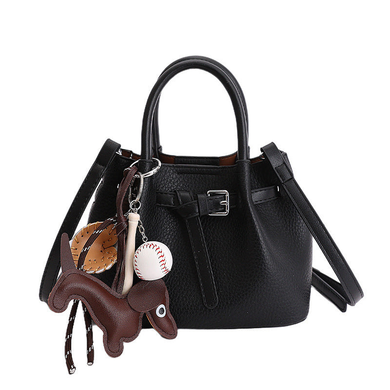 Women Designer Bucket Bag with playful animal charm-https://detail.1688.com/offer/1008333918449.html-Calm Wears-Black-nothing-Calm Wears
