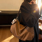Ladies elegant hobo bag made of structured synthetic leather with detachable tag-https://detail.1688.com/offer/990311729867.html-Calm Wears-Braun-Size: With pendant-Calm Wears