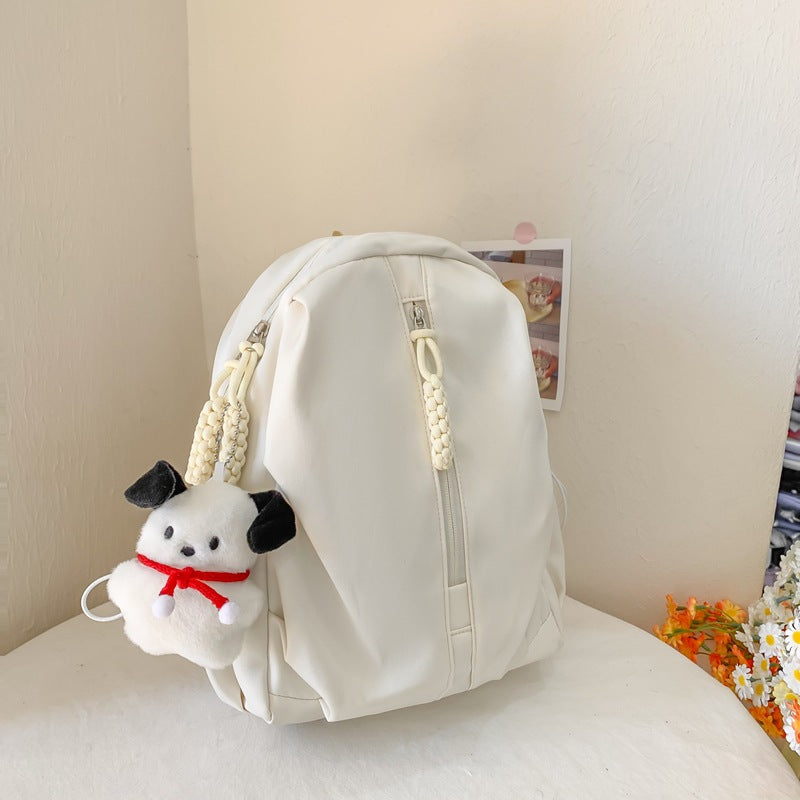 Backpack with Cute Plush Keychain and Practical Storage