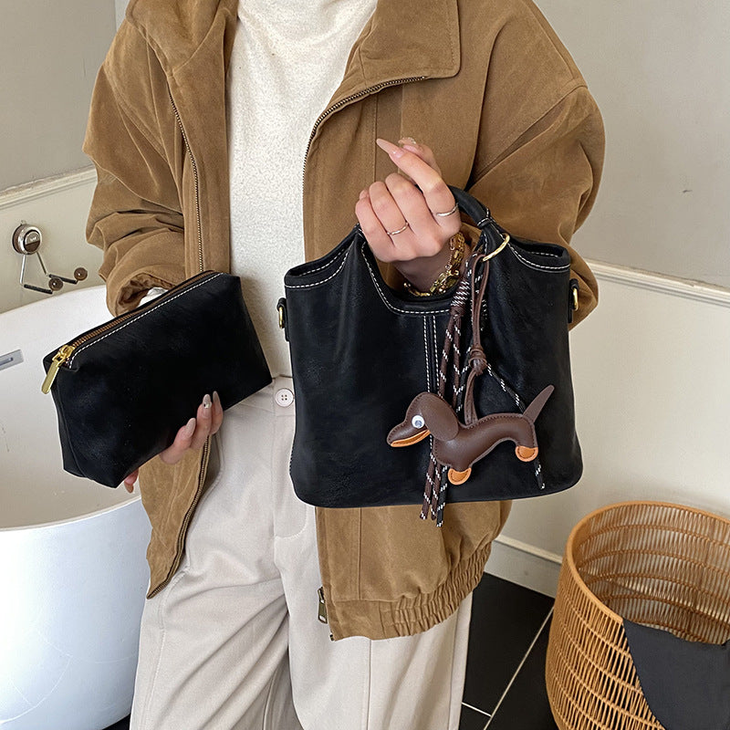 Women supple hobo bag with removable mini wallet