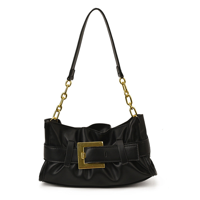Women's crossbody bag with elegant chain accent and soft upper material-https://detail.1688.com/offer/989331176390.html-Calm Wears-Black-nothing-Calm Wears