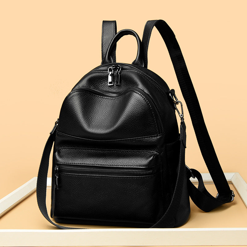 Premium Leather Multi-Pocket Backpack
