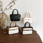 Ladies elegant mini handbag with double carrying handle and removable shoulder chain