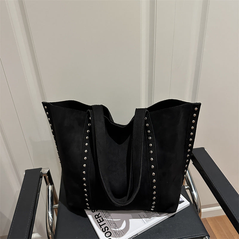 Chic Studded Suede Tote Bag