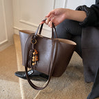 Women's Tote Bag with Modern Design and Unique Beaded Pendant-https://detail.1688.com/offer/998937224371.html-Calm Wears-Braun-Size: With pendant-Calm Wears