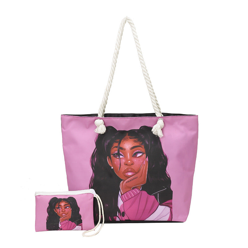 Stylish Graphic Print Beach Tote Bag