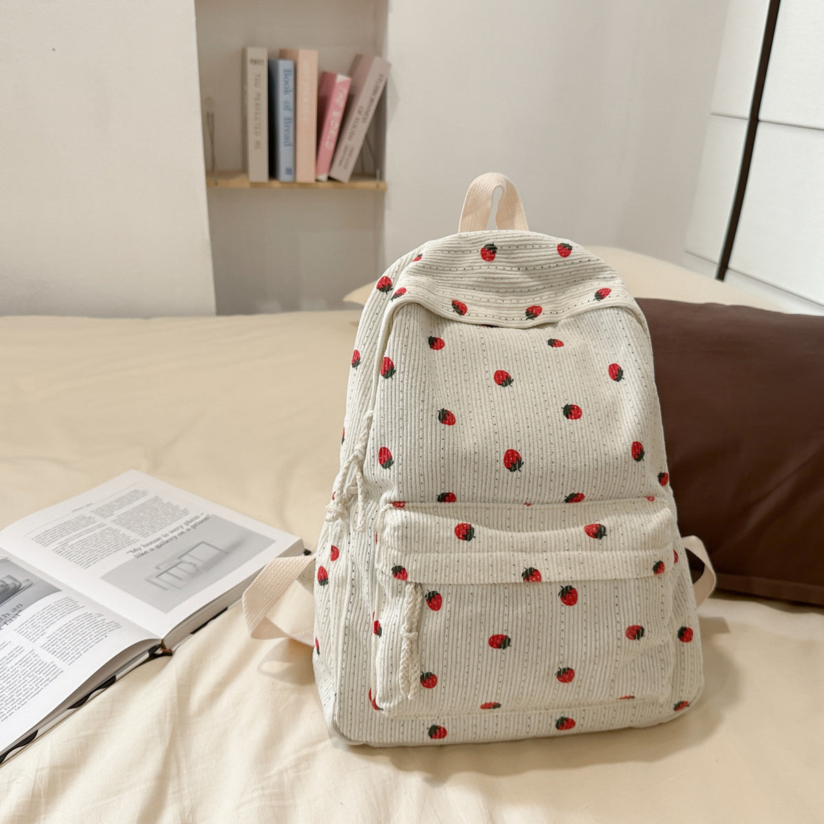 Backpack with Playful Fruit Pattern