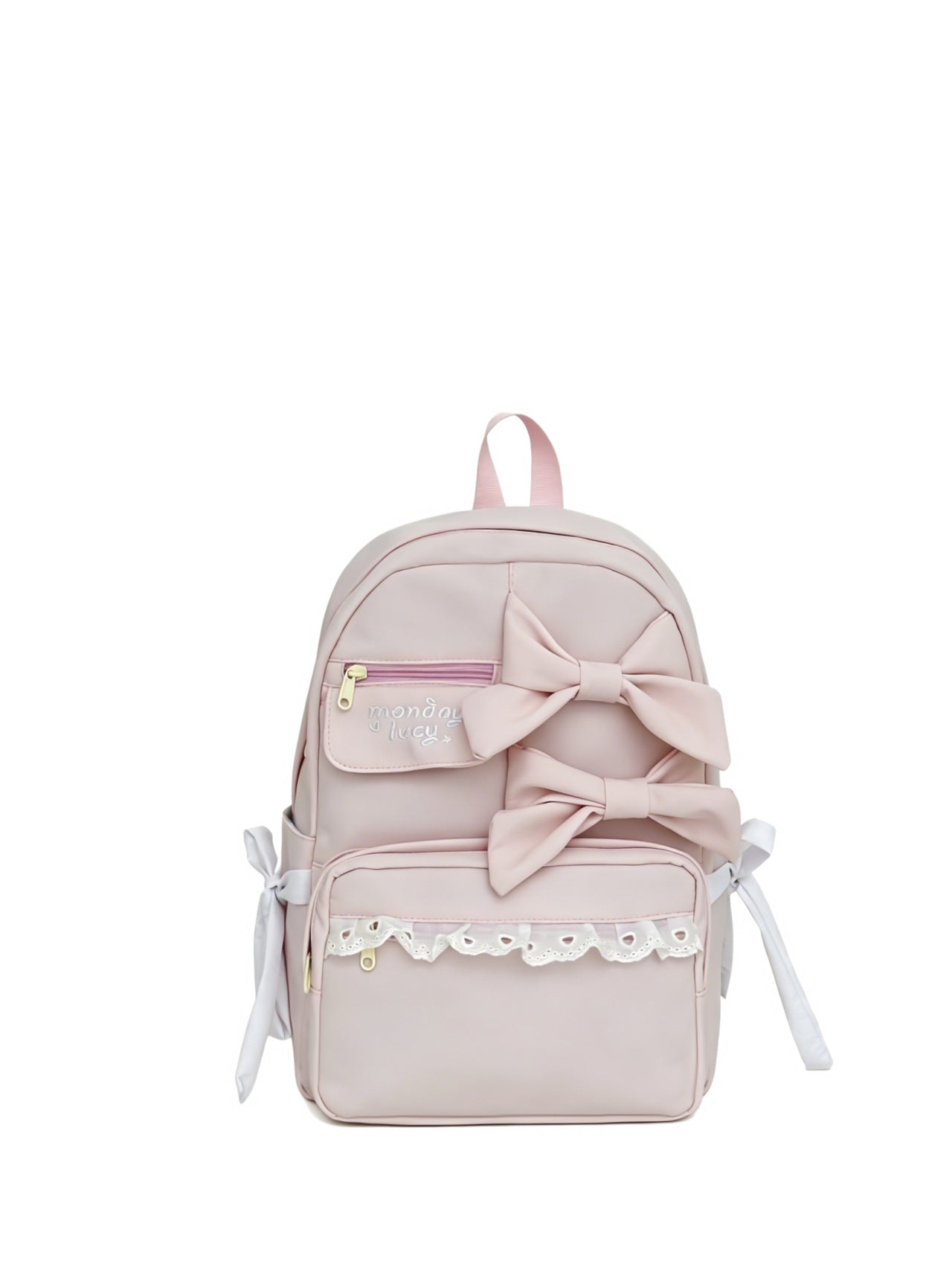 Cute Bow-Accent School Backpack-https://detail.1688.com/offer/1061421073186.html-Calm Wears-Pink-Calm Wears