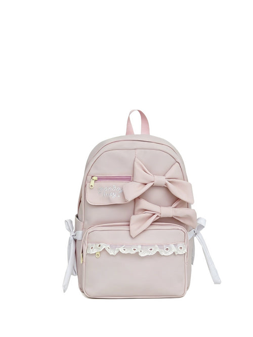 Cute Bow-Accent School Backpack-https://detail.1688.com/offer/1061421073186.html-Calm Wears-Pink-Calm Wears