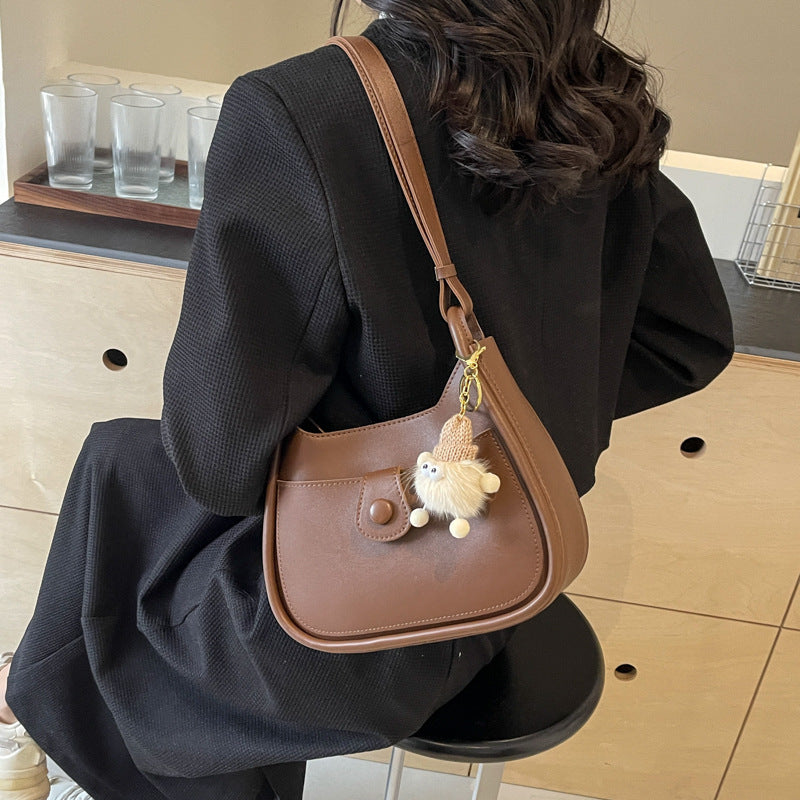 Women's shoulder bag made of high-quality synthetic leather with playful charm-https://detail.1688.com/offer/807384514793.html-Calm Wears-White-Size: One Size-Calm Wears