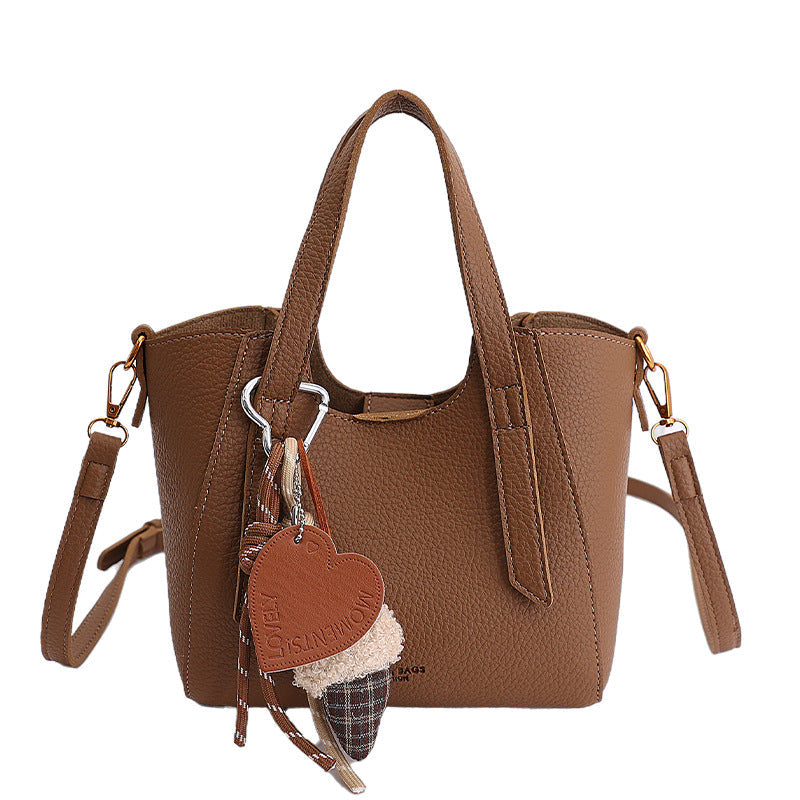 Women's mini handbag in an elegant design with charming pendant-https://detail.1688.com/offer/1008093752563.html-Calm Wears-Braun-Size: With pendant-Calm Wears