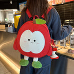 Plush backpack with apple motif