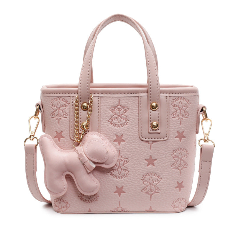 Women's Mini Handbag with Playful Dog Charm-https://detail.1688.com/offer/895769073232.html-Calm Wears-Rosa-Size: With pendant-Calm Wears