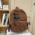 Corduroy Backpack with Bow Accents