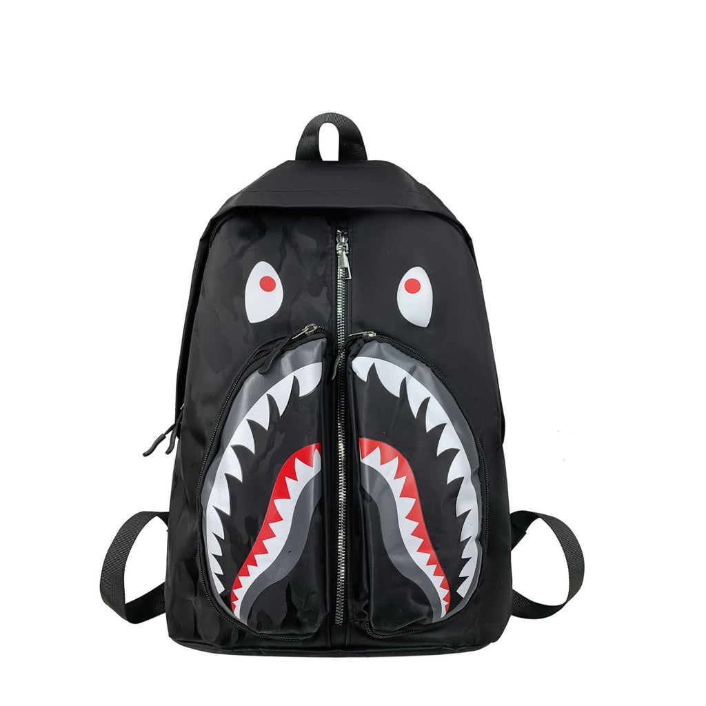 Backpack with Elaborately Designed Shark Motif