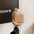 Women's mini handbag with detachable pearl chain