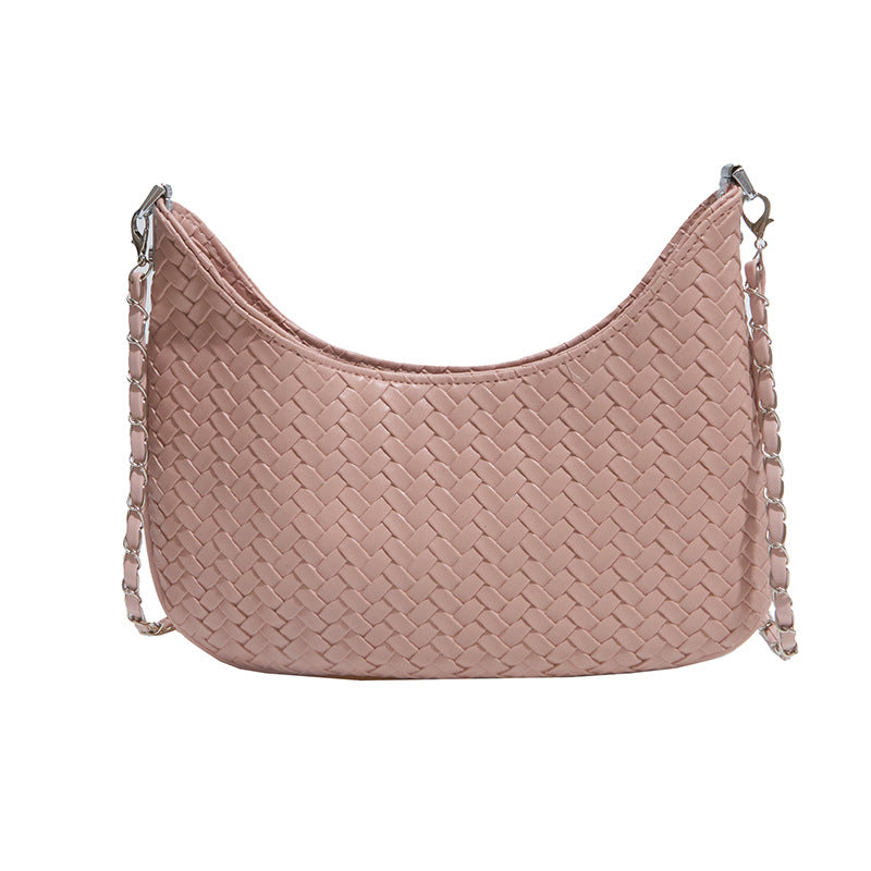 Woven Faux Leather Hobo Bag