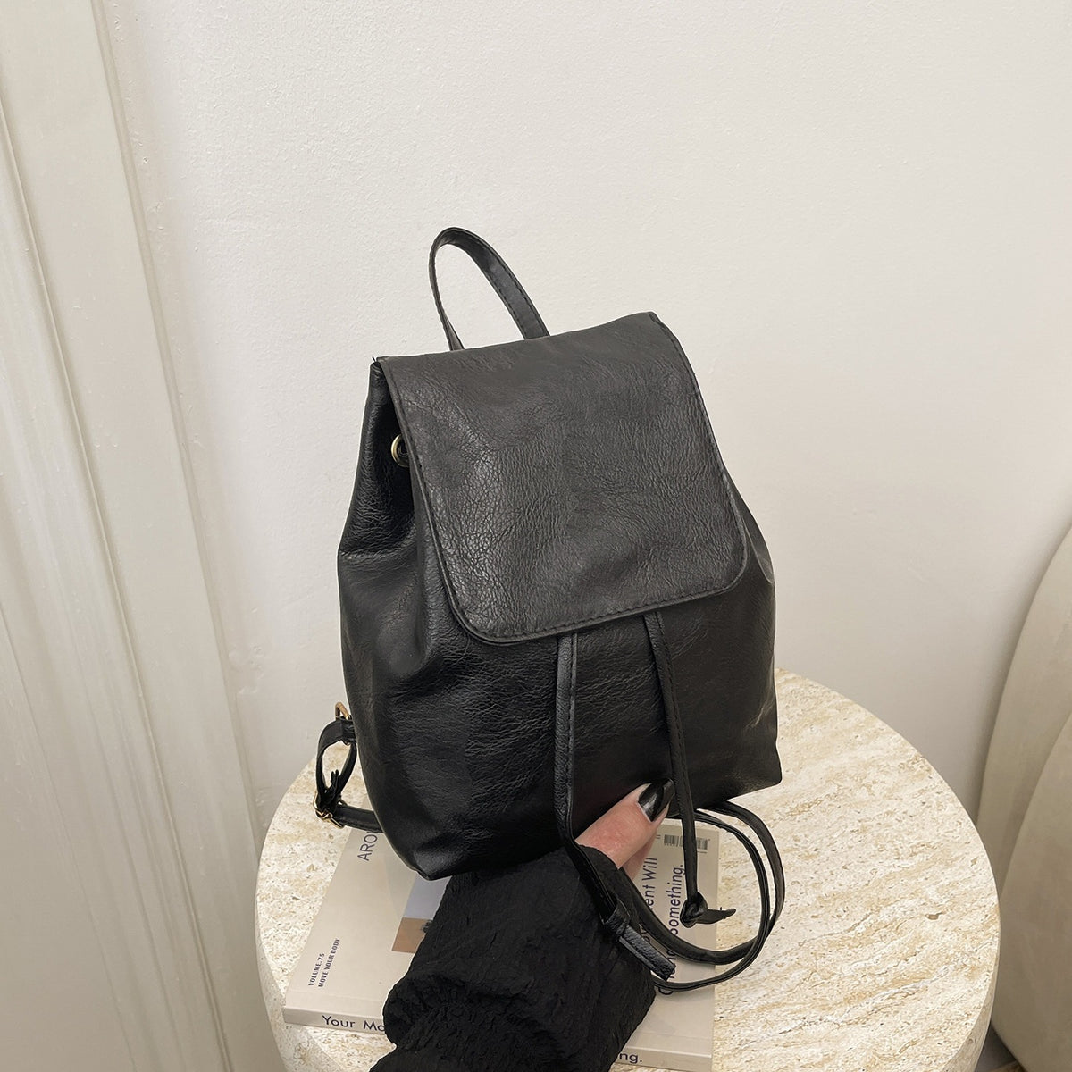 Cute Cat-Themed Faux Leather Backpack
