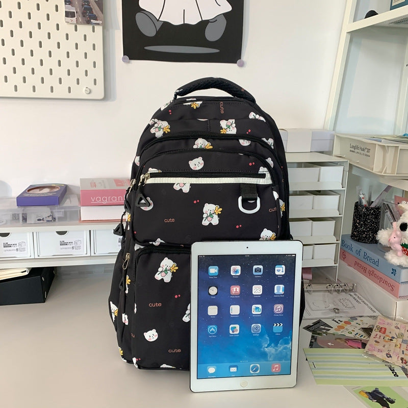 Plush backpack with playful animal motif