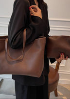 Spacious Women's Shoulder Bag Made of Soft Leather