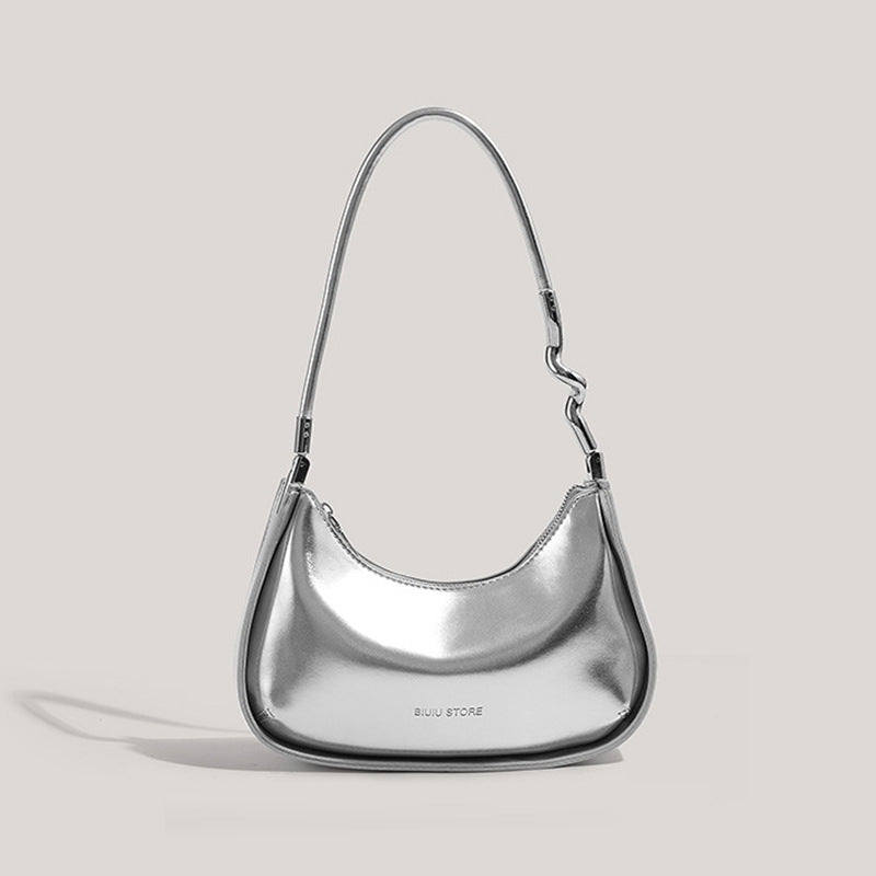Sleek Metallic Evening Shoulder Bag