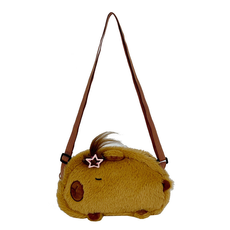 Plush Shoulder Bag with Cute Animal Design
