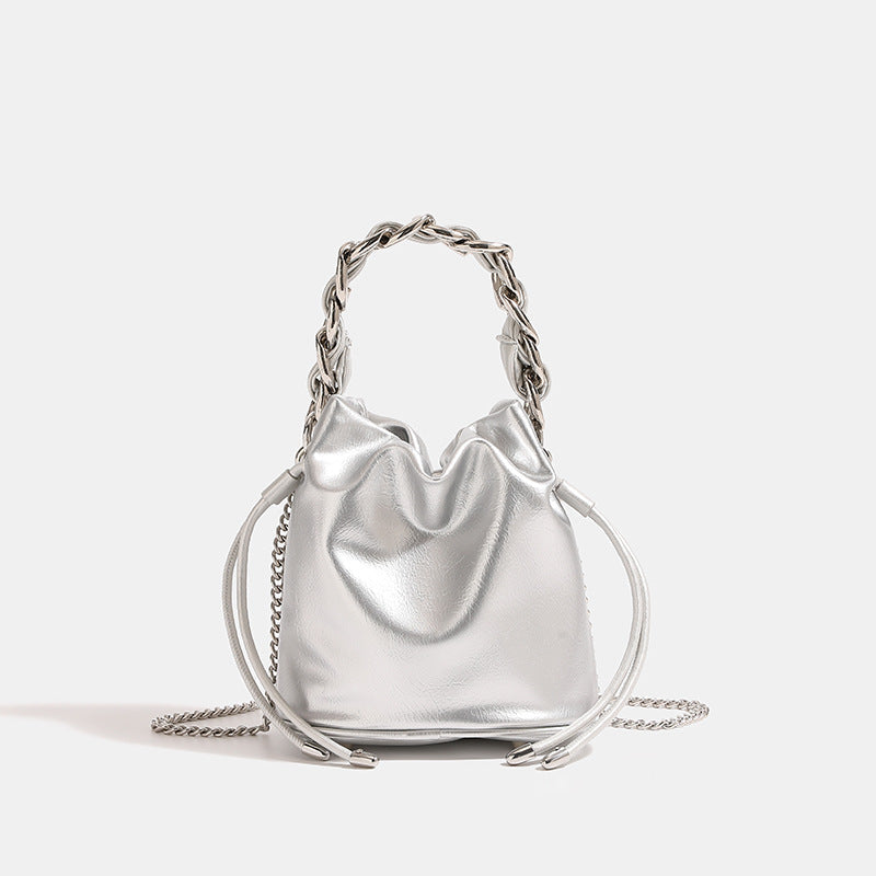 Women's mini backpack bag with elegant chain handle and fine texture-https://detail.1688.com/offer/714920017064.html-Calm Wears-Silver-nothing-Calm Wears