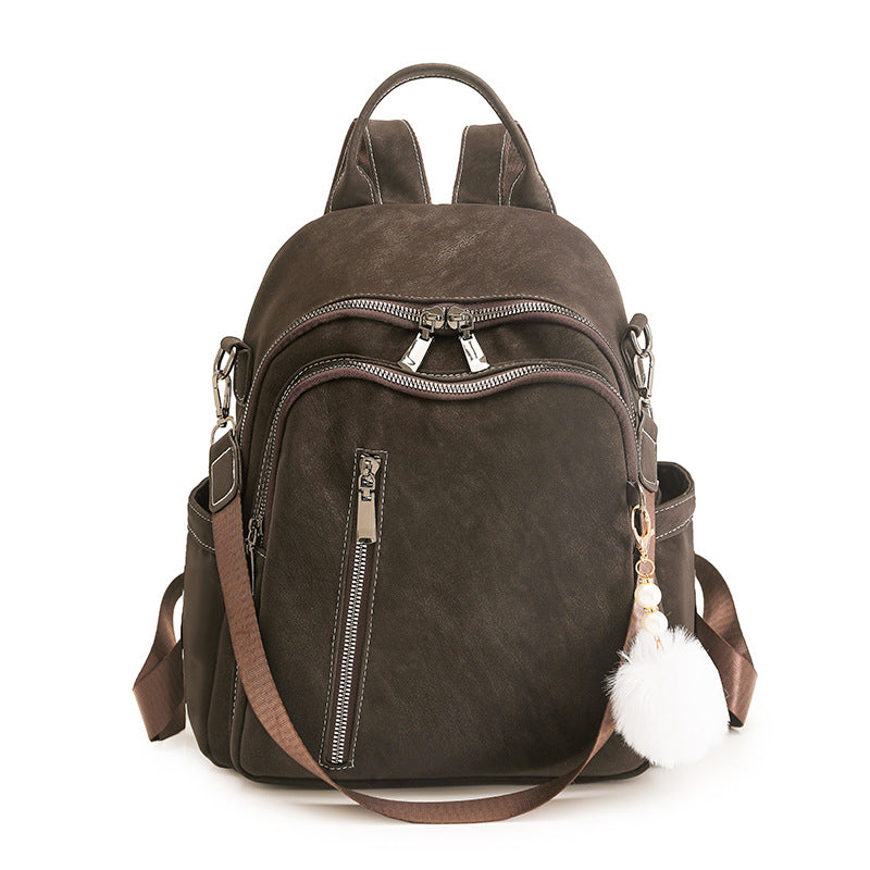 Stylish Multi-Pocket Faux Leather Backpack
