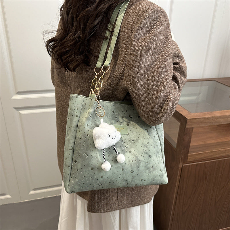Women’s stylish tote bag with playful pendant-https://detail.1688.com/offer/1003068599942.html-Calm Wears-Yellow-Size: no pendants-Calm Wears
