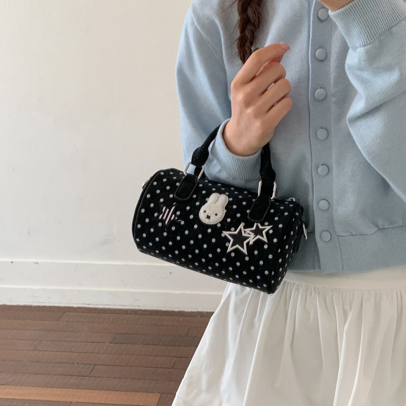 Fun Embroidered Polka Dot Handbag