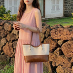 Stylish Suede and Leather Shoulder Tote Bag