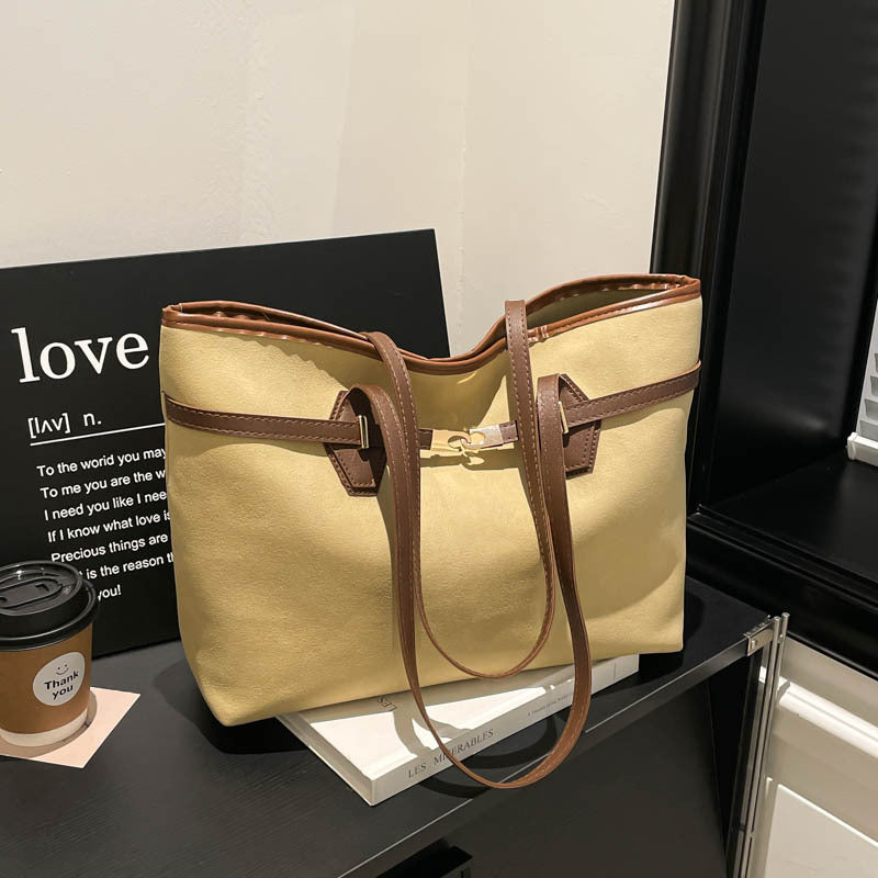 Women versatile tote bag made of soft suede-https://detail.1688.com/offer/1030214569567.html-Calm Wears-Khaki-nothing-Calm Wears