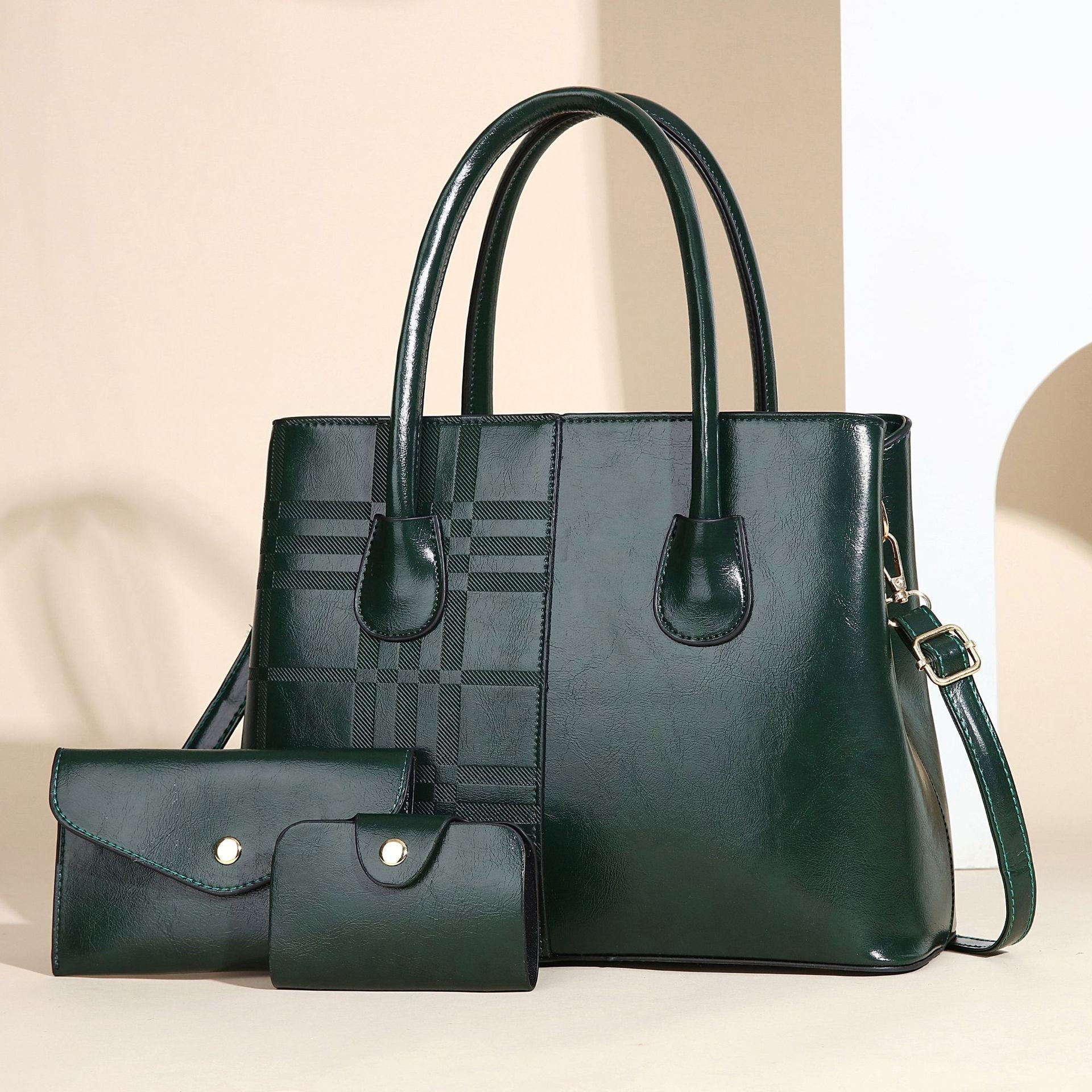 Ladies elegant tote handbag with detachable clutch and additional wallet-https://detail.1688.com/offer/1037958654494.html-Calm Wears-Green-3312525-Calm Wears