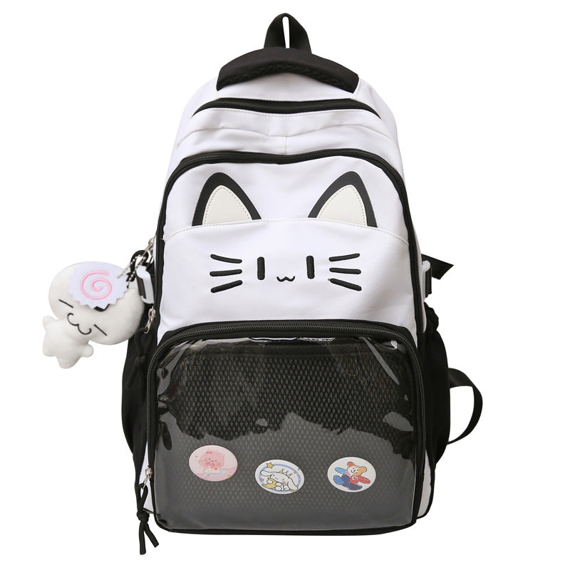 Cute Cat-Themed School Backpack-https://detail.1688.com/offer/857308812538.html-Calm Wears-Black-Calm Wears