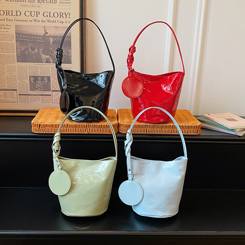 WoChic Patent Leather Bucket Bag