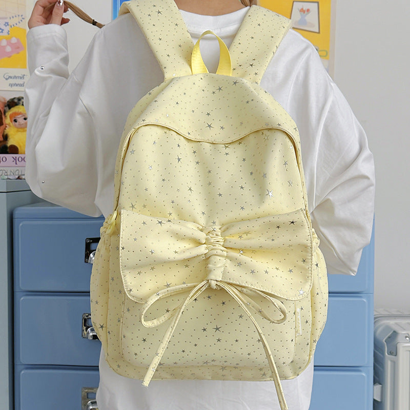 Starry Print Bow-Detail Backpack