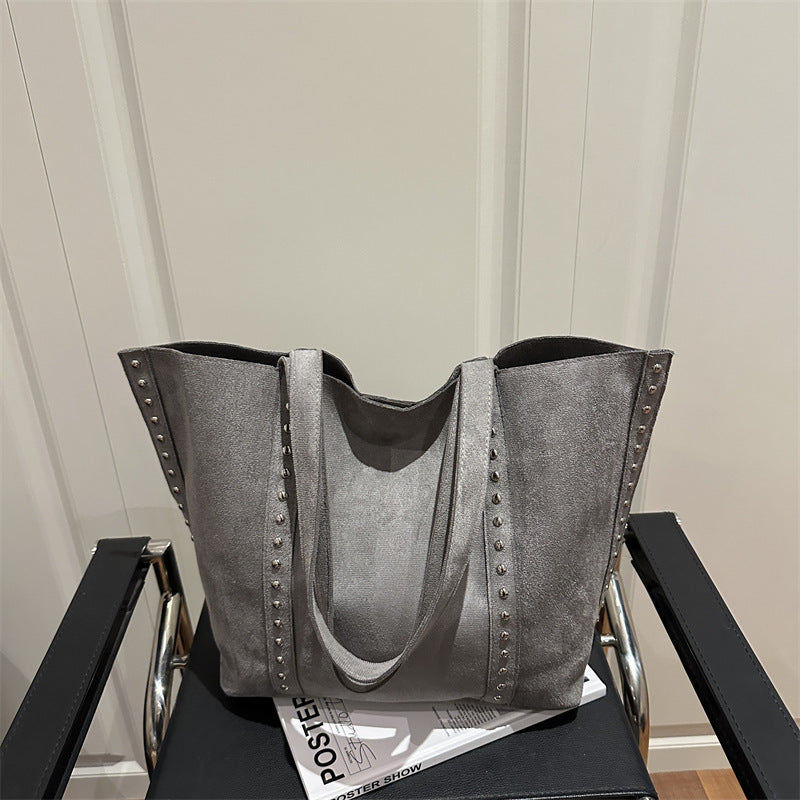 Chic Studded Suede Tote Bag