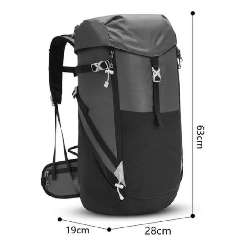 Outdoor backpack with waterproof fabric and many practical compartments