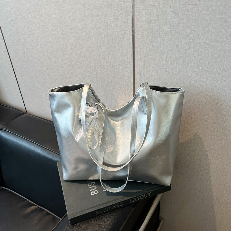 Women's stylish tote bag with practical inner pockets-https://detail.1688.com/offer/914664890411.html-Calm Wears-Silver-nothing-Calm Wears