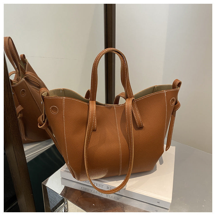 Textured Leather Everyday Tote Bag