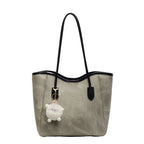 Women's Tote Bag with playful faux fur pendant-https://detail.1688.com/offer/1036152849432.html-Calm Wears-Braun-Size: With pendant-Calm Wears