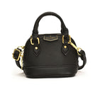 Women’s mini hobo bag made of textured synthetic leather with golden accents