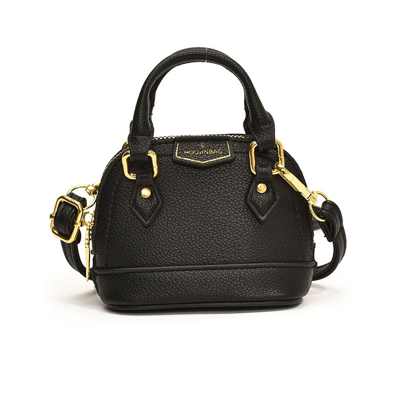 Women’s mini hobo bag made of textured synthetic leather with golden accents